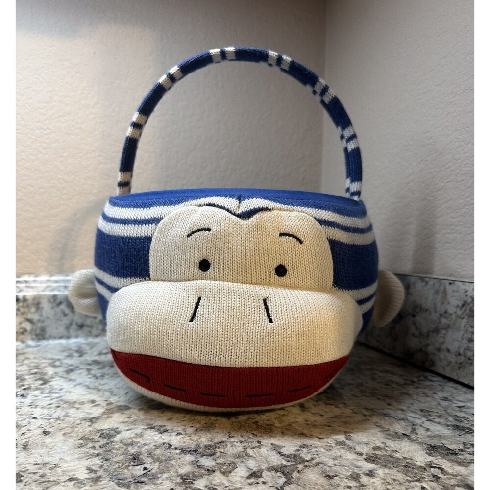 Sock Monkey Knit Plush Easter Halloween Candy Basket
